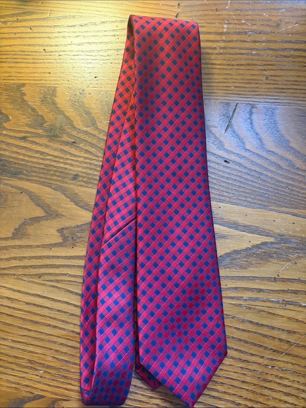 Izod Red and Navy Checked Silk Tie